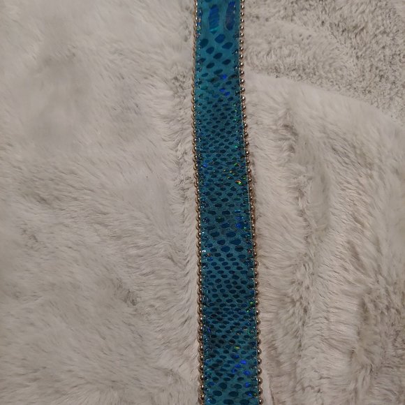 Belts by SImon metallic teal leather belt with silver hardware large - Picture 8 of 16